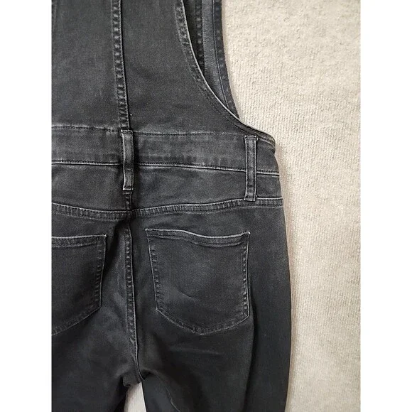 Madewell Denim Ankle Overalls Womens S Black Side Zip Patch Pockets - Picture 7 of 10